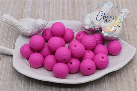Beehive Hot Pink Mm Round Silicone Beads Spiral Bead Or