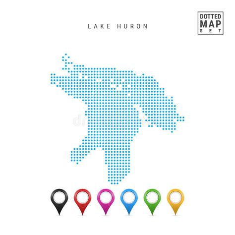 Lake Huron Dots Pattern Vector Map Stylized Silhouette Of Lake Huron