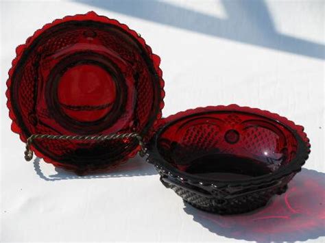 Cape Cod Royal Ruby Red Vintage Avon Glass Fruit Or Berry Bowls