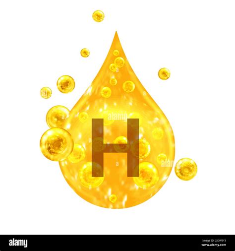 Vitamin H. Images golden drop and balls with oxygen bubbles. Health ...