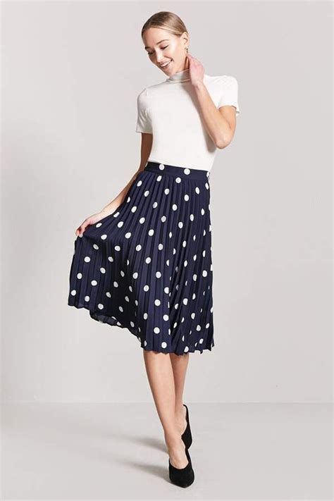 Polka Dots Accordion Pleated Skirt Midi Skirt Polka Dot Skirt Outfit