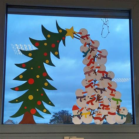 Fensterbild Schneemänner Basteln weihnachten fenster Grundschule