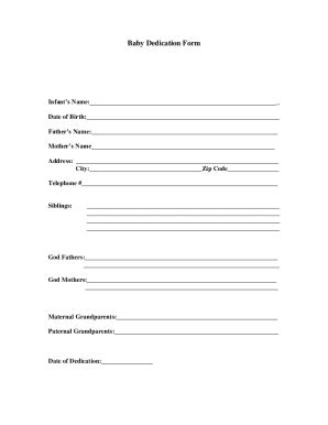 Fillable Online Baby Dedication Form Spring Of Water Fax Email Print