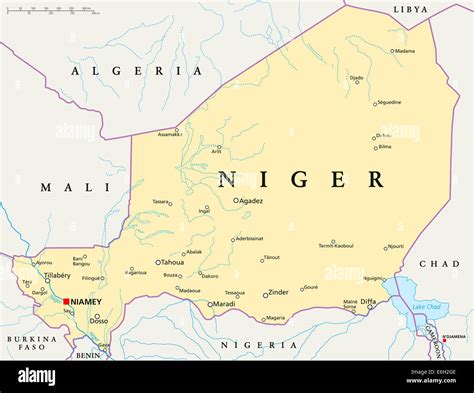 Niger Political Map With Capital Niamey National Borders Most