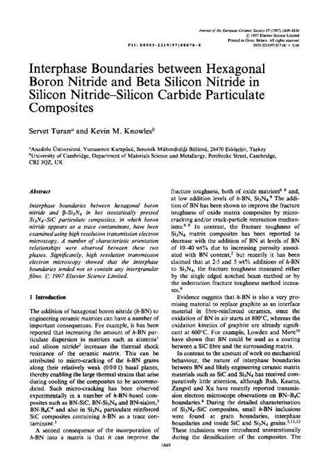 PDF Interphase Boundaries Between Hexagonal Boron Nitride And Beta