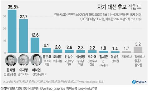 그래픽 차기 대선 후보 적합도 연합뉴스