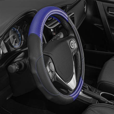 Motor Trend Gripdrive Blue Carbon Fiber Steering Wheel Cover Standard