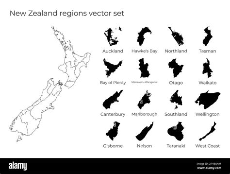 New Zealand Map With Shapes Of Regions Blank Vector Map Of The Country With Regions Borders Of