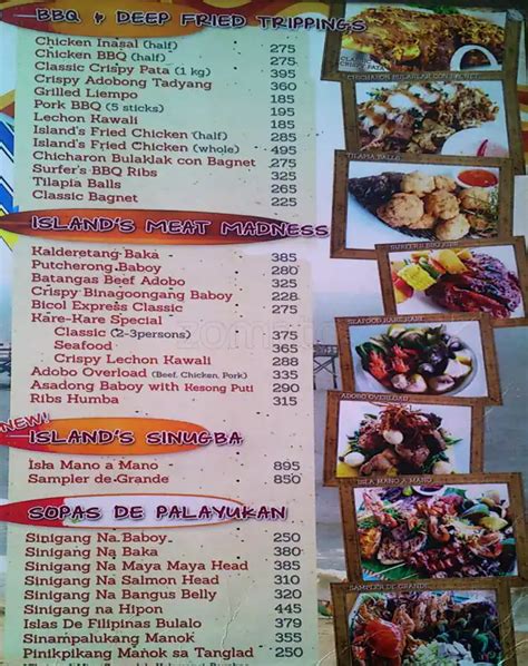 Seafood Island Menu Menu For Seafood Island Greenbelt Makati City