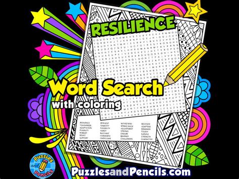 Resilience Word Search Puzzle With Colouring Character Education