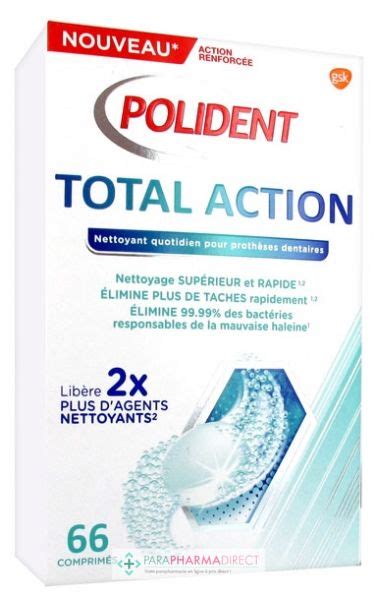 Polident Total Action Nettoyant 66 comprimés Paraphamadirect