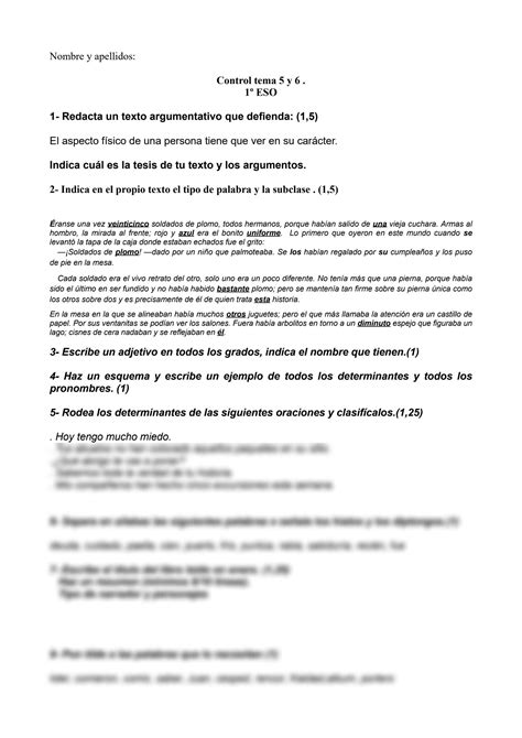 SOLUTION Examen De Gram Tica Espa Ola Conocimientos En Uso De