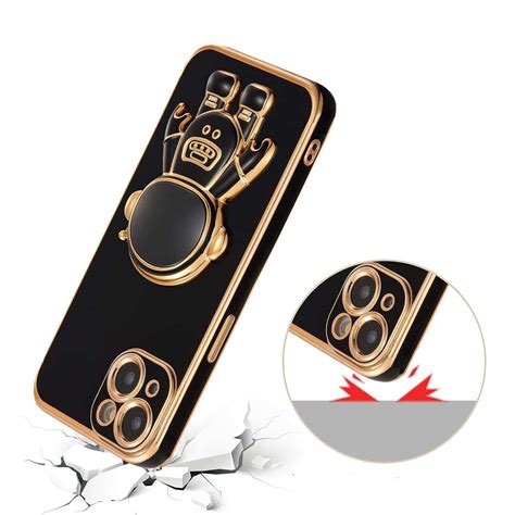 iPhone 13 Pro fajne etui na telefon ludzik SpaceMan - Czarny (70788