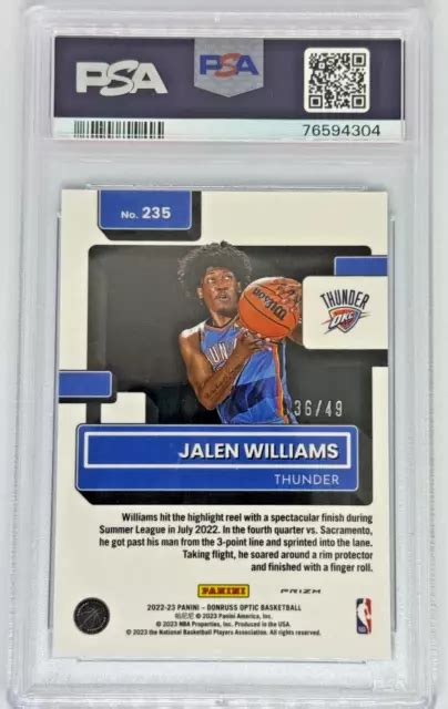 2022 23 DONRUSS OPTIK Jalen Williams Blau Prizm Rookie 49 PSA 9 EUR