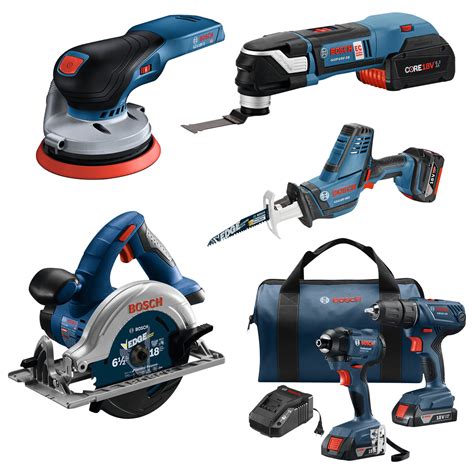 Shop Bosch 18v 6 Tool Kit W Compact Drill Impact Driver Circular Saw Recip Saw Oscillating