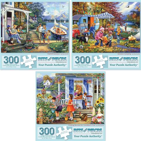 Bits And Pieces Set Of Three Piece Jigsaw Puzzles Spring Vacation