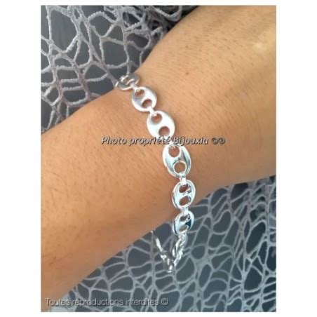 Bracelet Grain De Café 21CM X 8 MM Argent Massif 925 000 Bijoux Homme