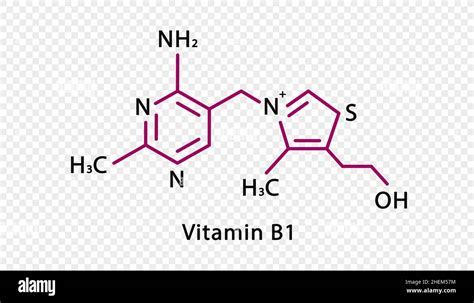 Fórmula química de la vitamina B1 Fórmula química estructural de