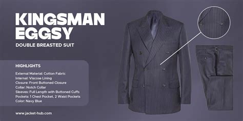 Kingsman Eggsy Double Breasted Suit Taron Egerton Navy Blue Suit