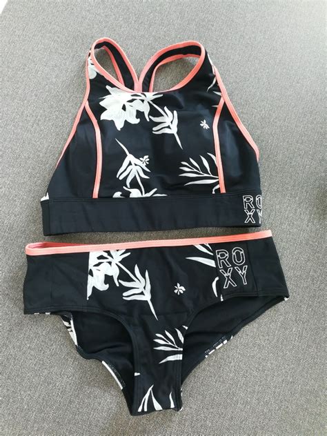 Womens Roxy Fitness Crop Top Bikini Bottom Set Like New Women S