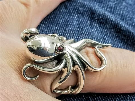 Chic octopus ring in sterling silver 925, ocean inspired ring, nautical