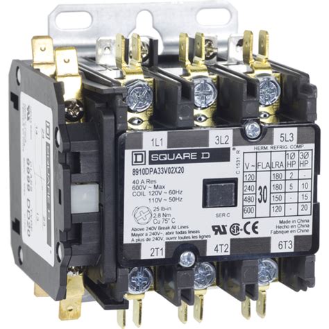 8910DPA33V02X20 Contactor Definite Purpose 30A 3 Pole 20 HP At