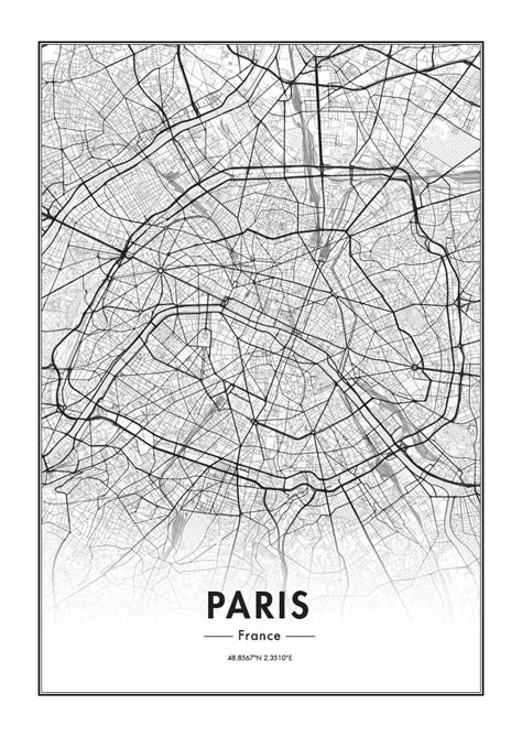 Paris Karte Stadtplan Poster Posterland