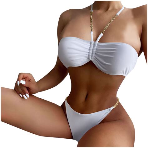 Floleo Swimsuits For Women Plus Clearance Girl Fashion Women Sexy Swimwear Bikini Chain Bandage