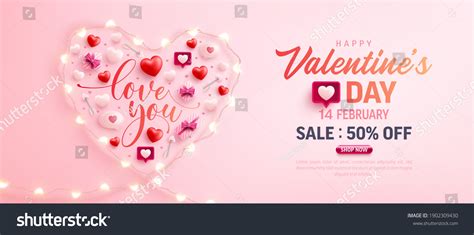 Happy Valentines Day Sale Poster Banner Stock Vector Royalty Free