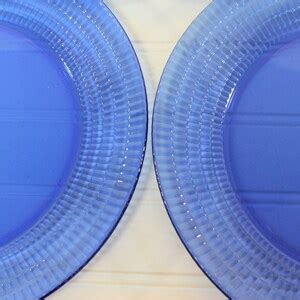 Vintage Cobalt Blue Glass Plates Round Dinner Plates Set Of Etsy