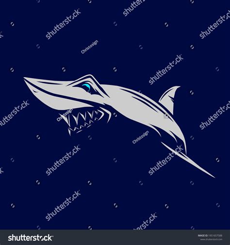 Shark Head Face Vector Silhouette Line Stock Vector (Royalty Free ...