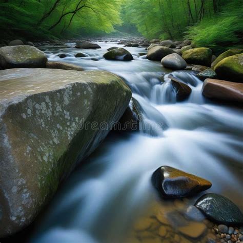 Water Flowing Over River Rocks By Stock Illustration Illustration Of