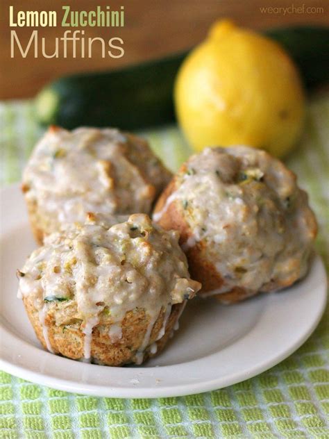 Lemon Zucchini Muffins With Easy Lemon Glaze The Weary Chef