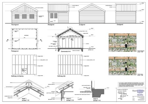 Tekening Van Een Tuinhuis Met Puntdak En Luifel Tuinh