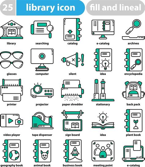 Library Icon Set Library And School Themed Icons Vector Art