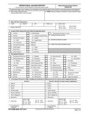 Fillable Online Armypubs Army OPERATIONAL HAZARD REPORT DA FORM 2696