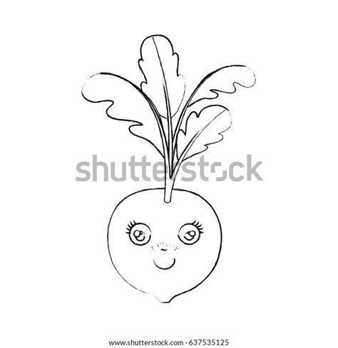 Monochrome Blurred Silhouette Caricature Beet Vector Stock Vector