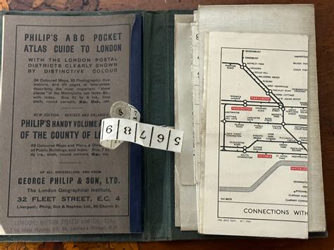 Antique 1900s Philips Tape Indicator Map Of London By George Philip