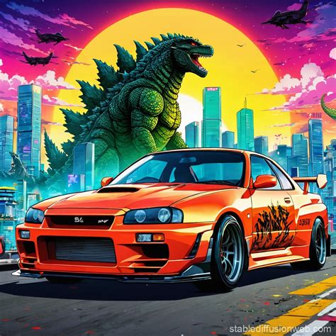 Godzilla In A Tokyo Skyline Scene Stable Diffusion Online