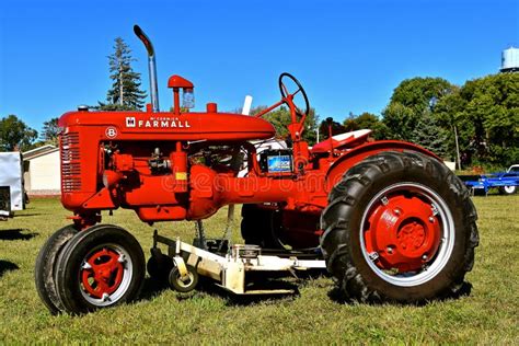 Farmall M Tractor Front End Loader And Lawn Mower Editorial