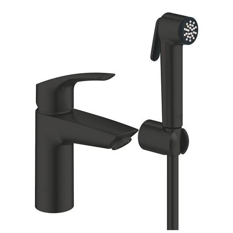 Смесител за умивалник с хигиенен душ Grohe Eurosmart Matte Black ...