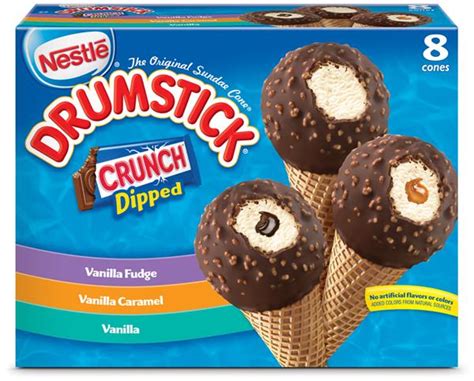 Nestle Drumstick Cones Crunch Dipped Vanilla Fudge Vanilla Caramel