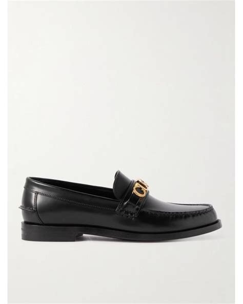 Gucci Logo Embellished Leather Loafers In Black For Men Lyst Canada