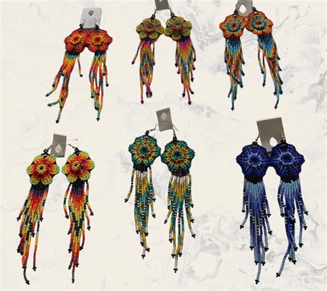 Mexican Beaded Earring Artesanal Earrings Huichol Earrings Arete