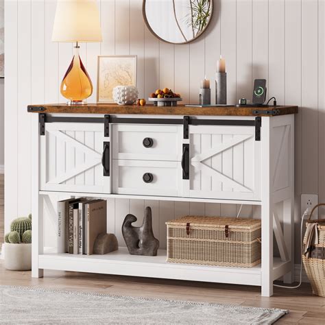 Alohappy Entryway Table W Sliding Barn Doors 46 Farmhouse