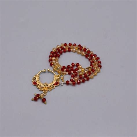 Nath with chain simple indian style Bridal Nosering Red – Loto.pk