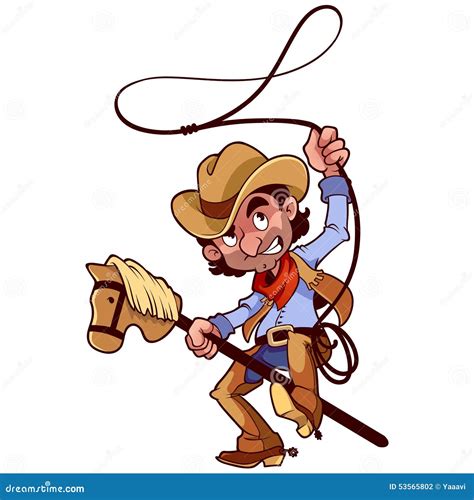 Cowboy With Lasso On A Stick-horse Stock Vector - Illustration: 53565802