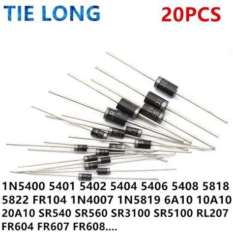 20PCS Rectifier Diode 1N5408 1N5404 1N5401 1N5822 1N5818 1N5400 1N5406