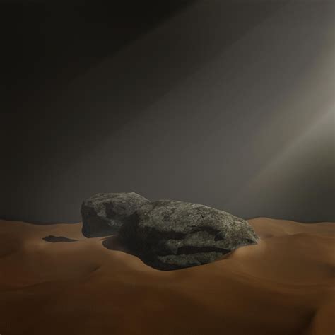 Premium Photo A Rock In The Middle Of A Red Desert With A Light