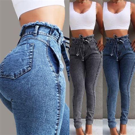 2021 High Waist Jeans Woman Plus Size Sexy Women Streetwear Denim Jeans Pencil Pants Vaqueros